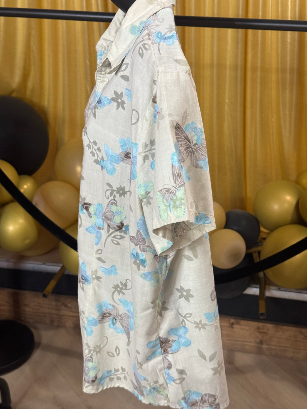 Classic Elements Cream & Blue Blouse Size XL