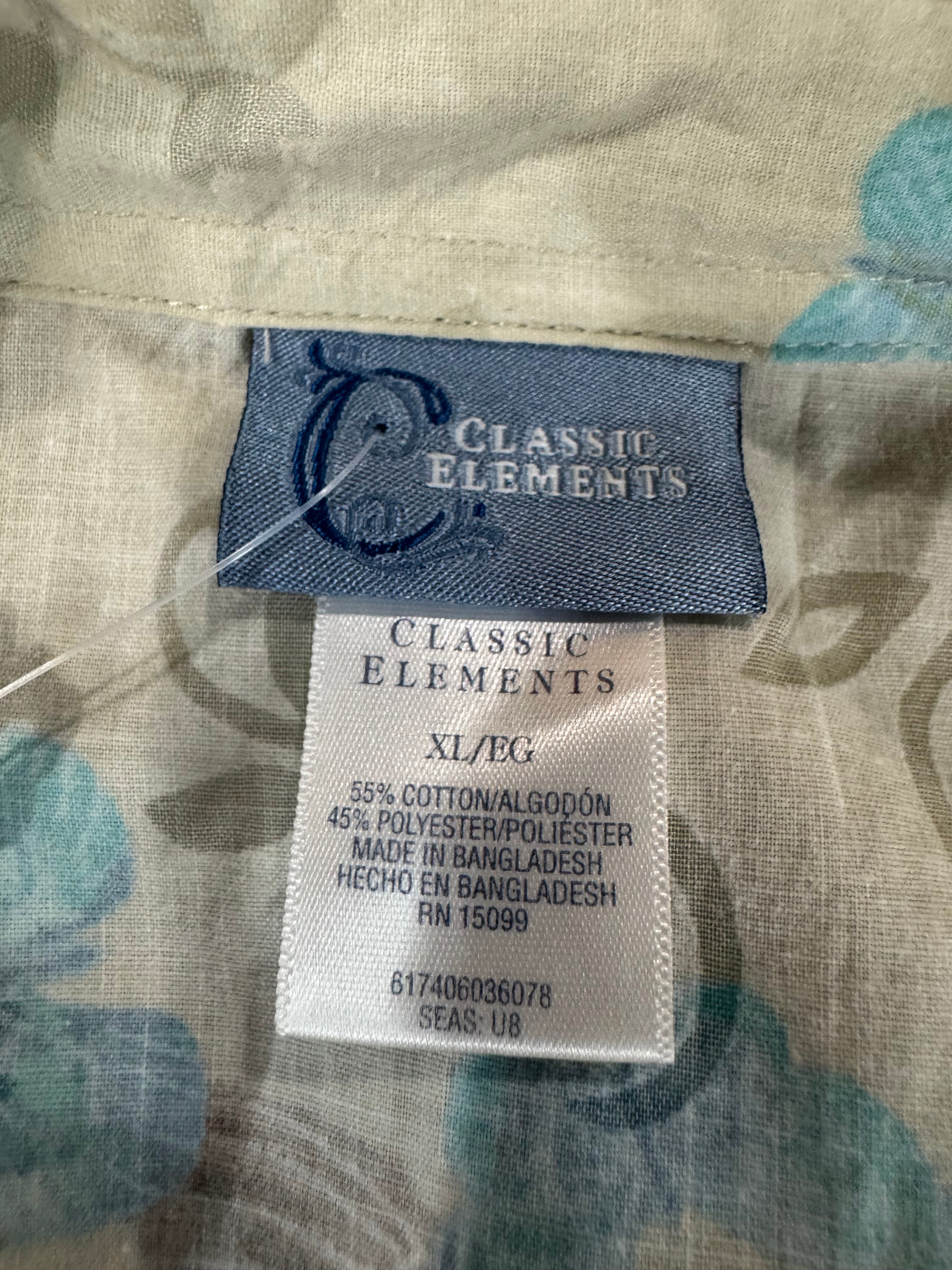 Classic Elements Cream & Blue Blouse Size XL