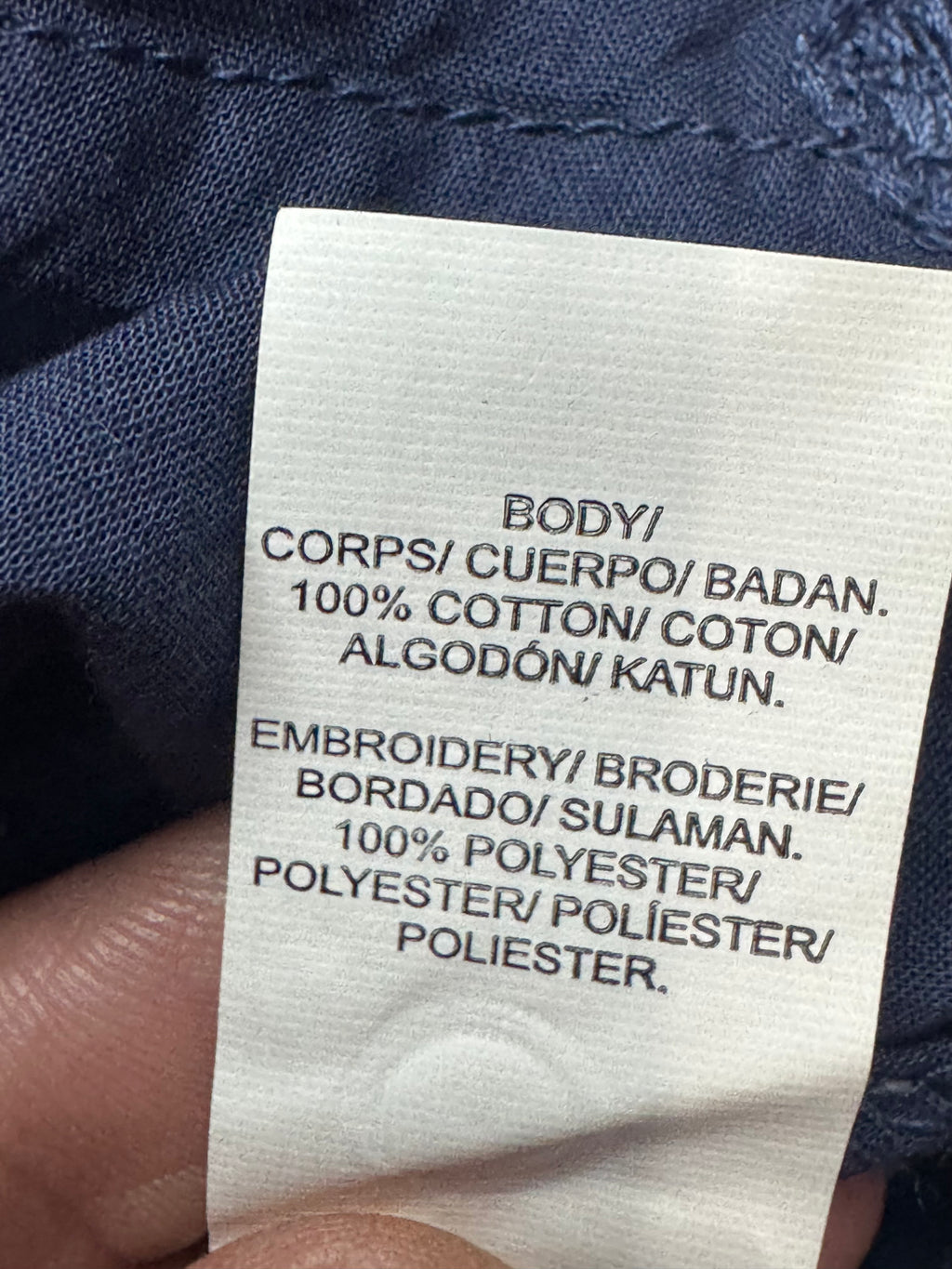 Lucky Brand Navy Blue Embroidered Cotton Peplum Blouse Shirt Top Size Small