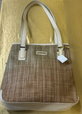 Liz Claiborne Vintage Cream & Woven Straw Shoulder Tote Bag