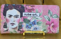 🎨 Nube Art Frida Kahlo Floral Wallet – Pink Glitter Canvas Clutch