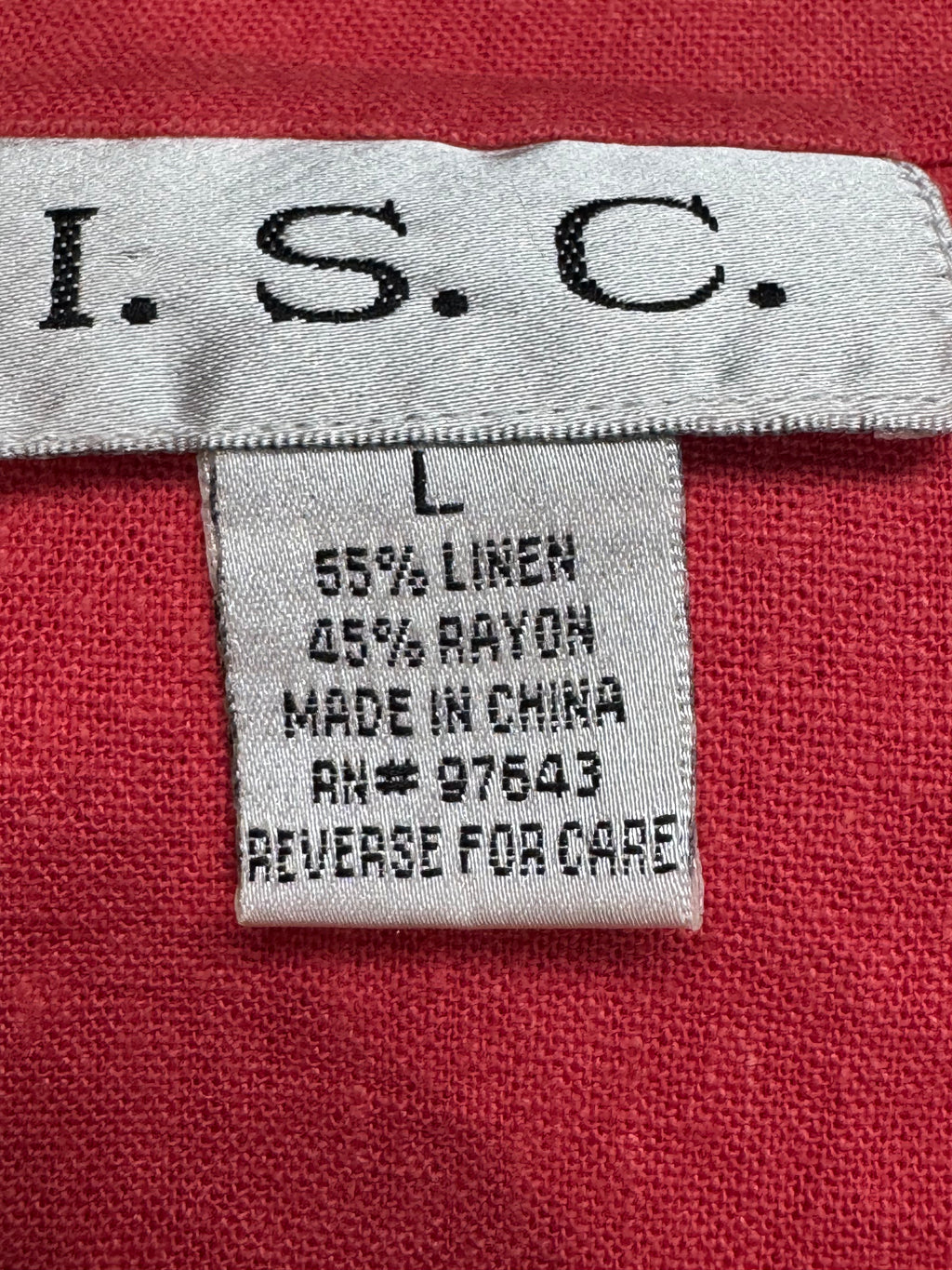 Vintage I.S.C. Linen Blend Maxi Dress & Jacket Set Size L Coral Pink Embroidered Boho