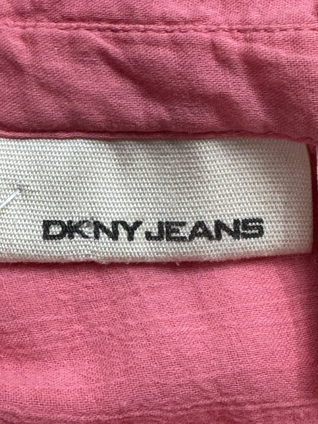 DKNY Jeans Pink Cotton Pintuck Short Sleeve Blouse L