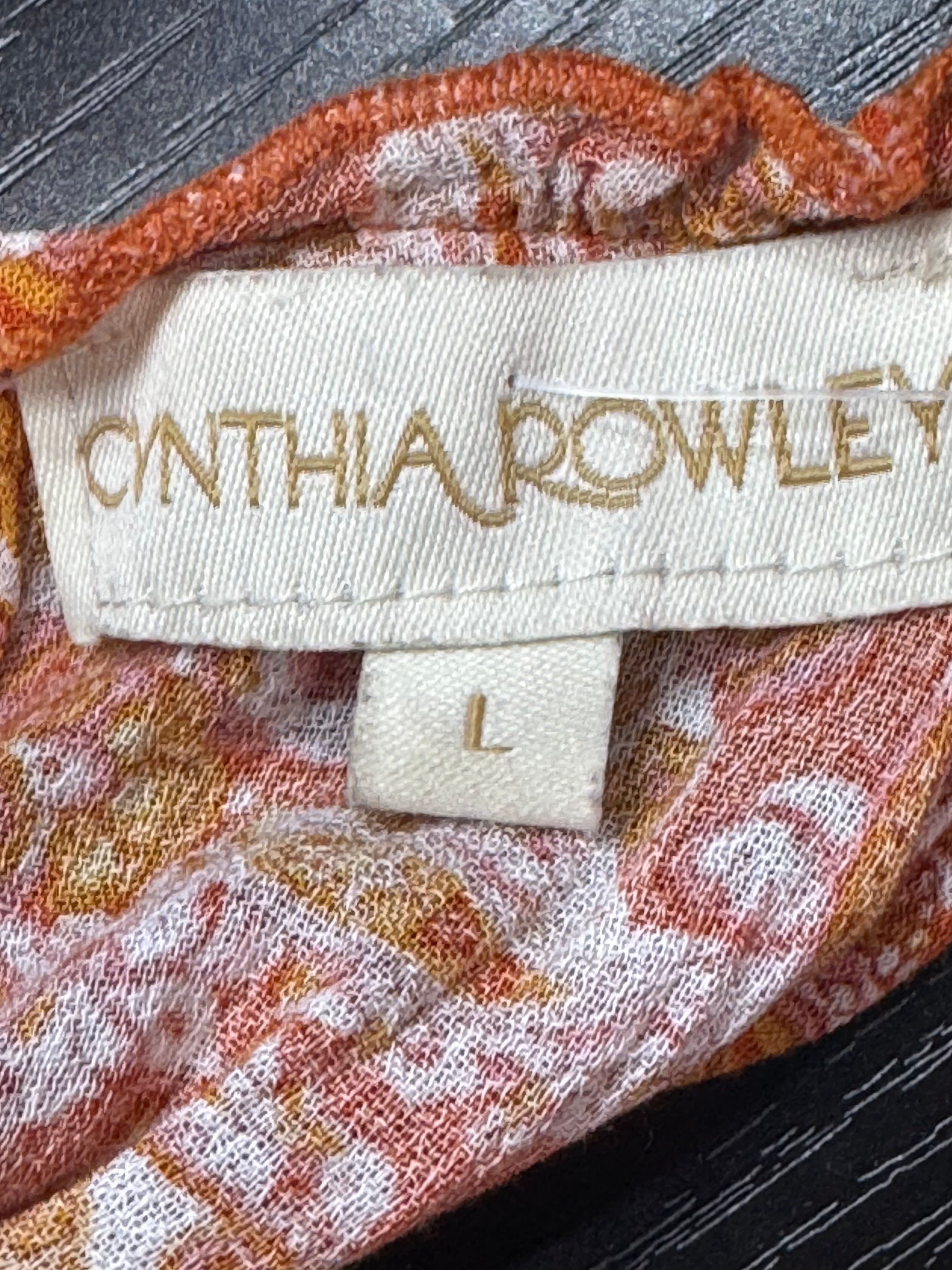 Cynthia Rowley Orange Paisley Halter Top Smocked Bubble Hem Size L