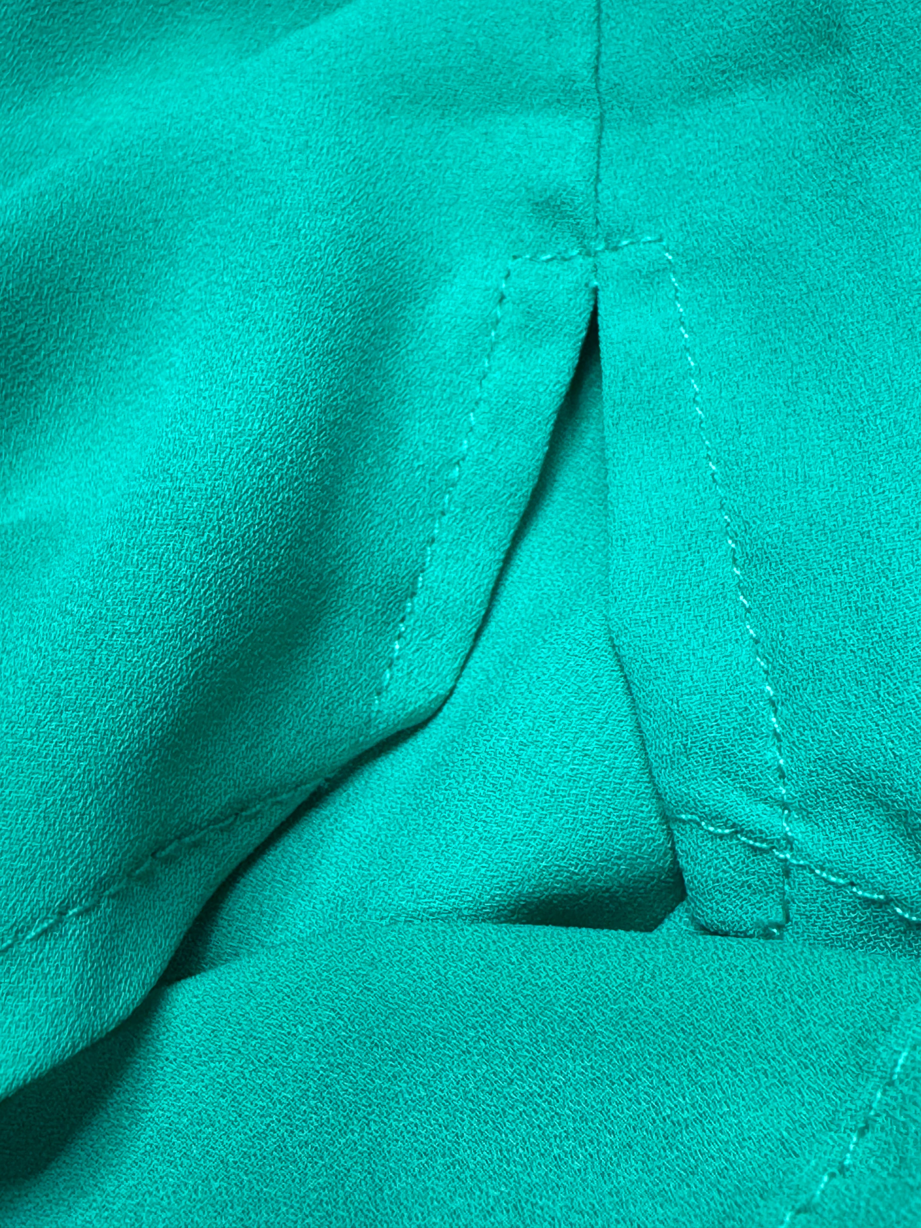 MERAKI Mint Green V-Neck Blouse | Pleated Short Sleeve Top, Size Small