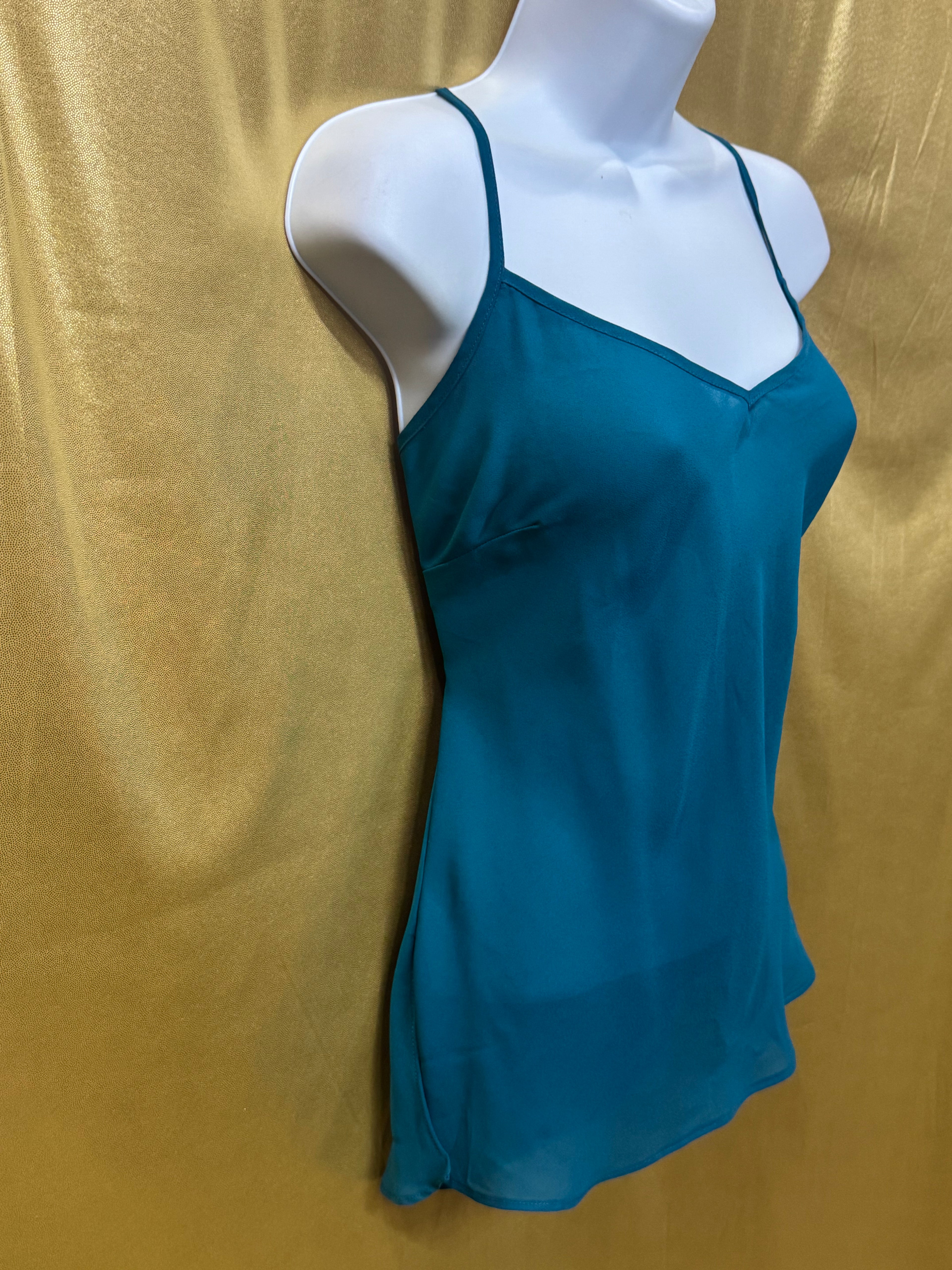 Nicole by Nicole Miller Emerald Teal Lined Camisole Tank Top Size M