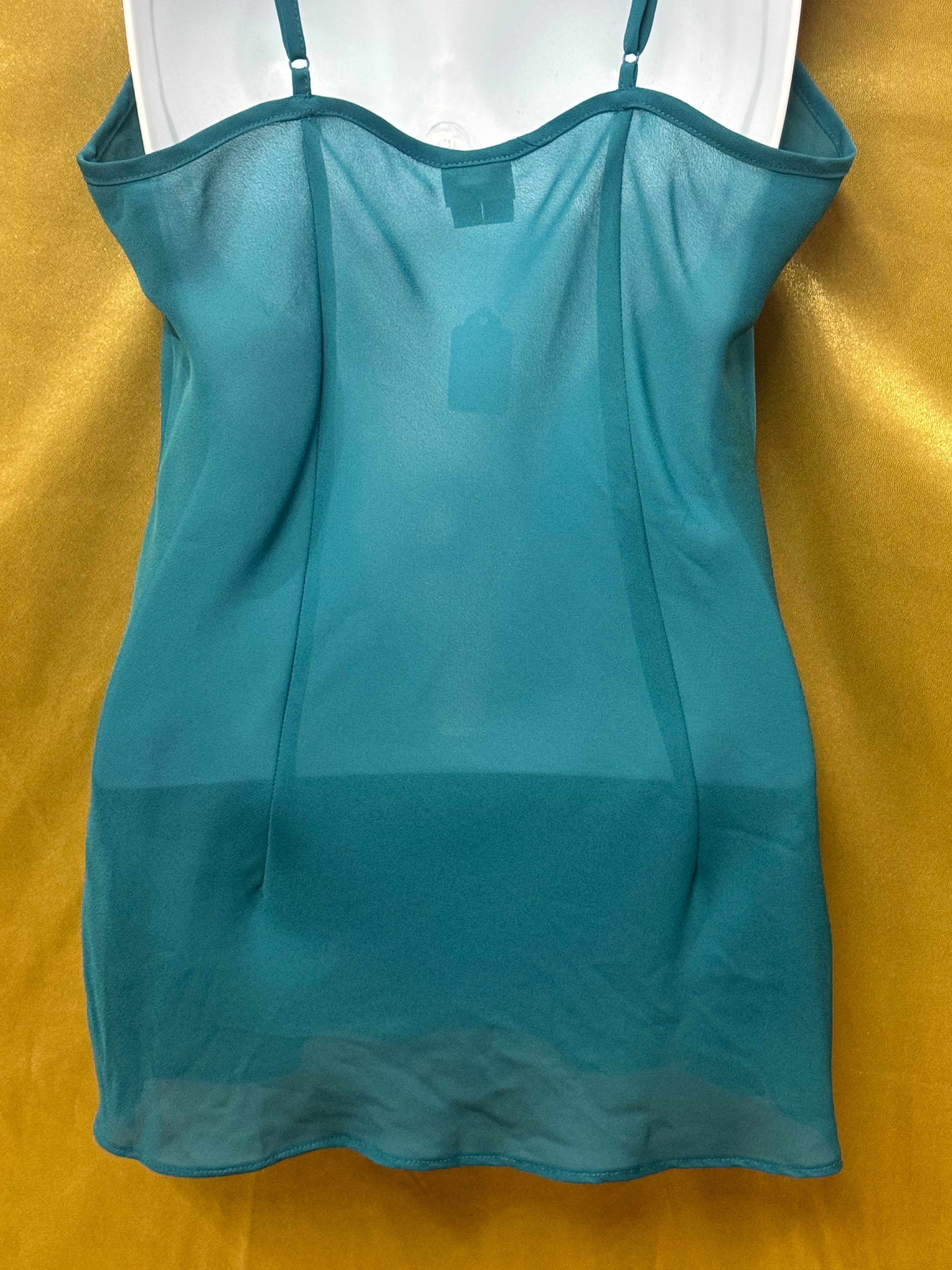 Nicole by Nicole Miller Emerald Teal Lined Camisole Tank Top Size M