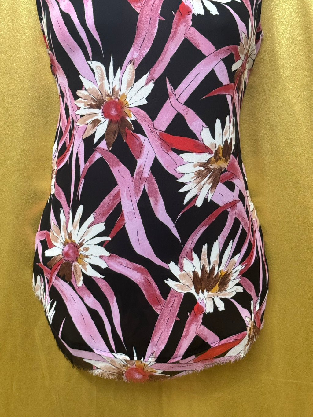 Who What Wear Floral Daisy Woven Tank Top Size S Black Pink Sleeveless