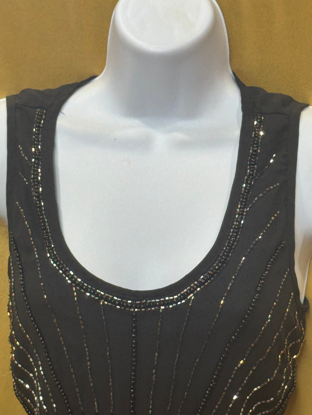 Stunning Madison Beaded Black Sleeveless Tank Top – Size Small ✨