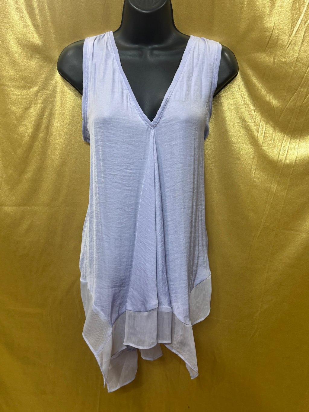 Simply Vera Vera Wang Lavender Handkerchief Hem Tank Top Blouse Size M