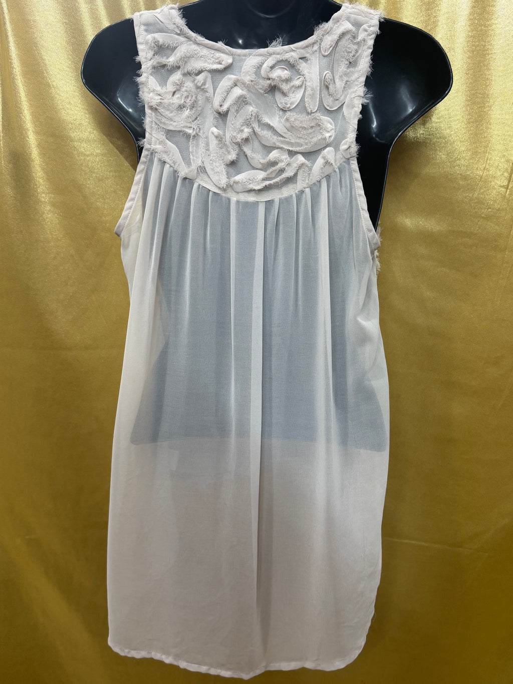 Jaloux Statement High-Low Semi-Sheer Textured Tank Small