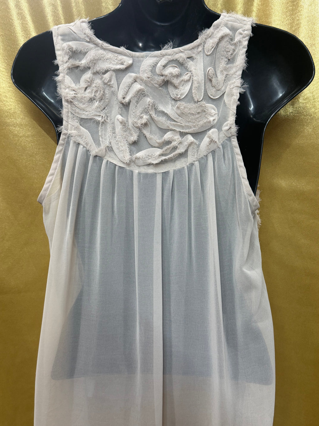 Jaloux Statement High-Low Semi-Sheer Textured Tank Small