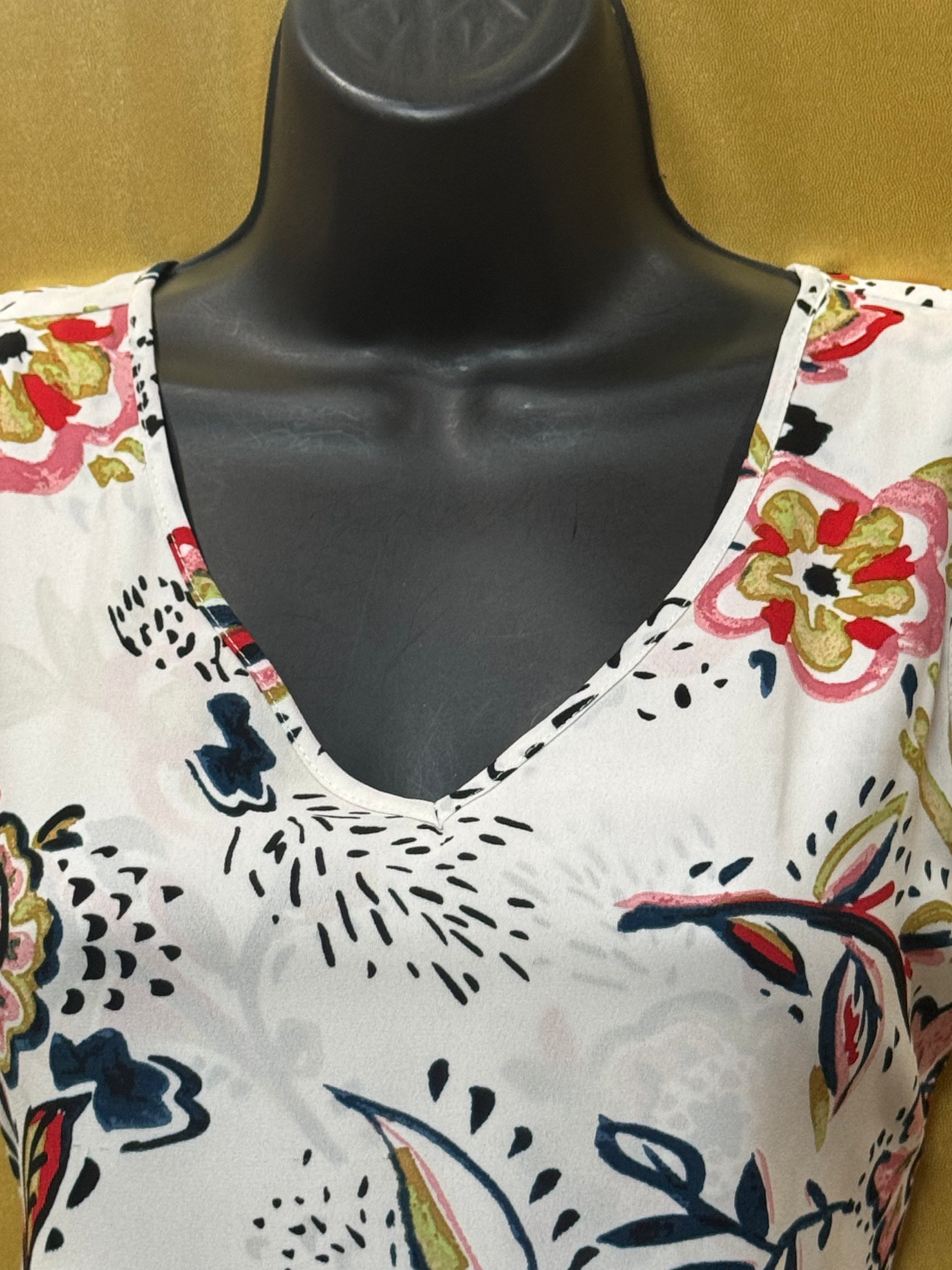 Chelsea & Theodore Whimsical Floral High-Low Tunic Tank Top, Size Small