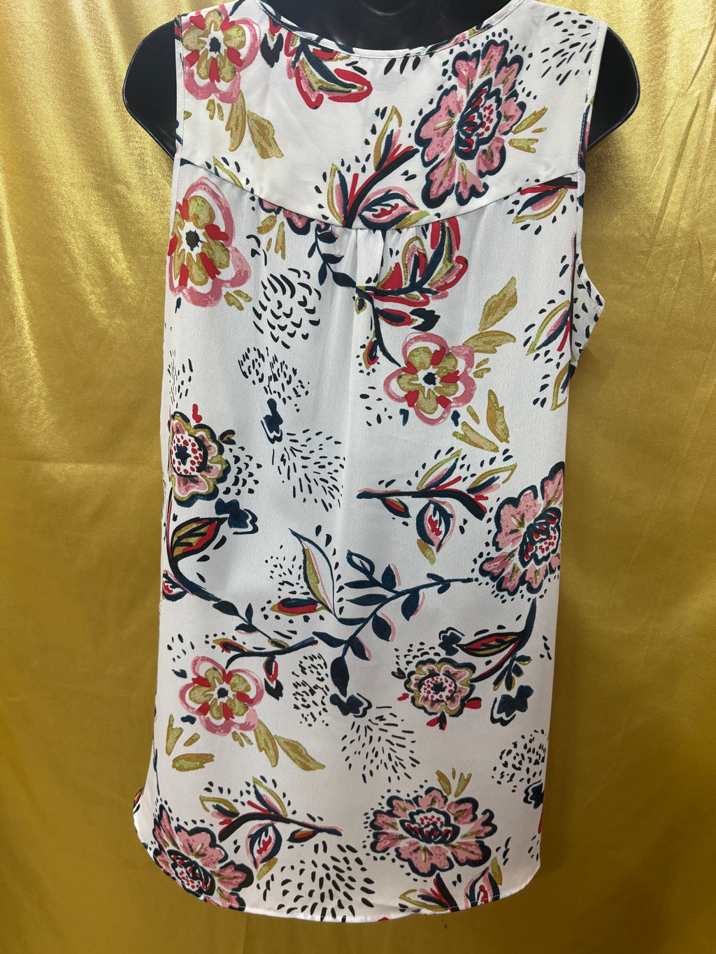 Chelsea & Theodore Whimsical Floral High-Low Tunic Tank Top, Size Small