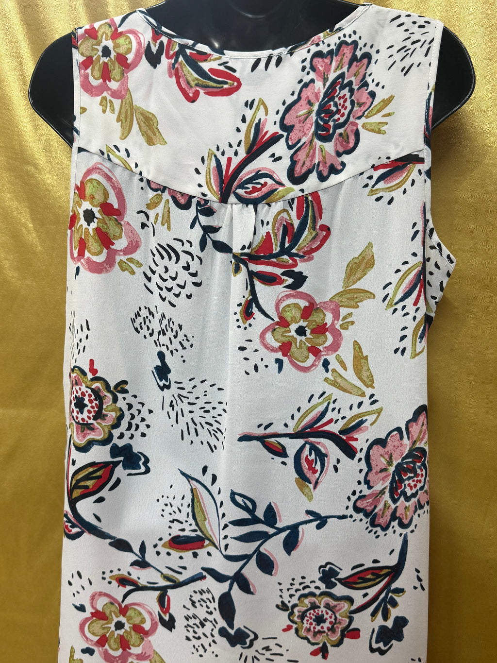Chelsea & Theodore Whimsical Floral High-Low Tunic Tank Top, Size Small
