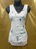 Rose & Olive Watercolor V-Neck Lined Sleeveless Top – Size Small