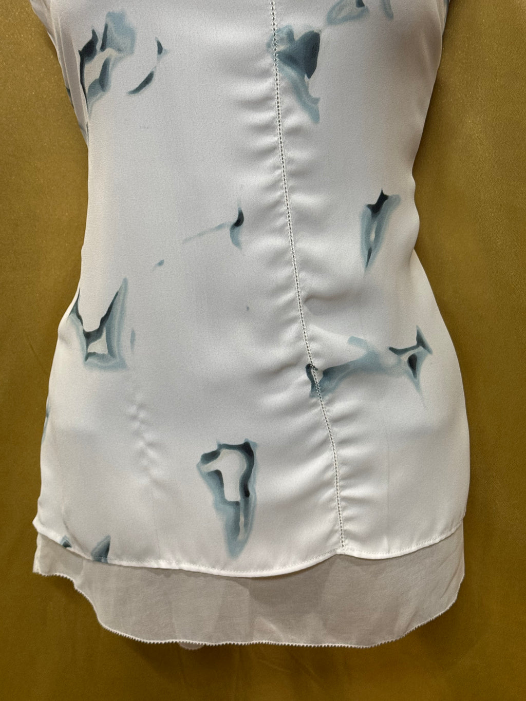 Rose & Olive Watercolor V-Neck Lined Sleeveless Top – Size Small