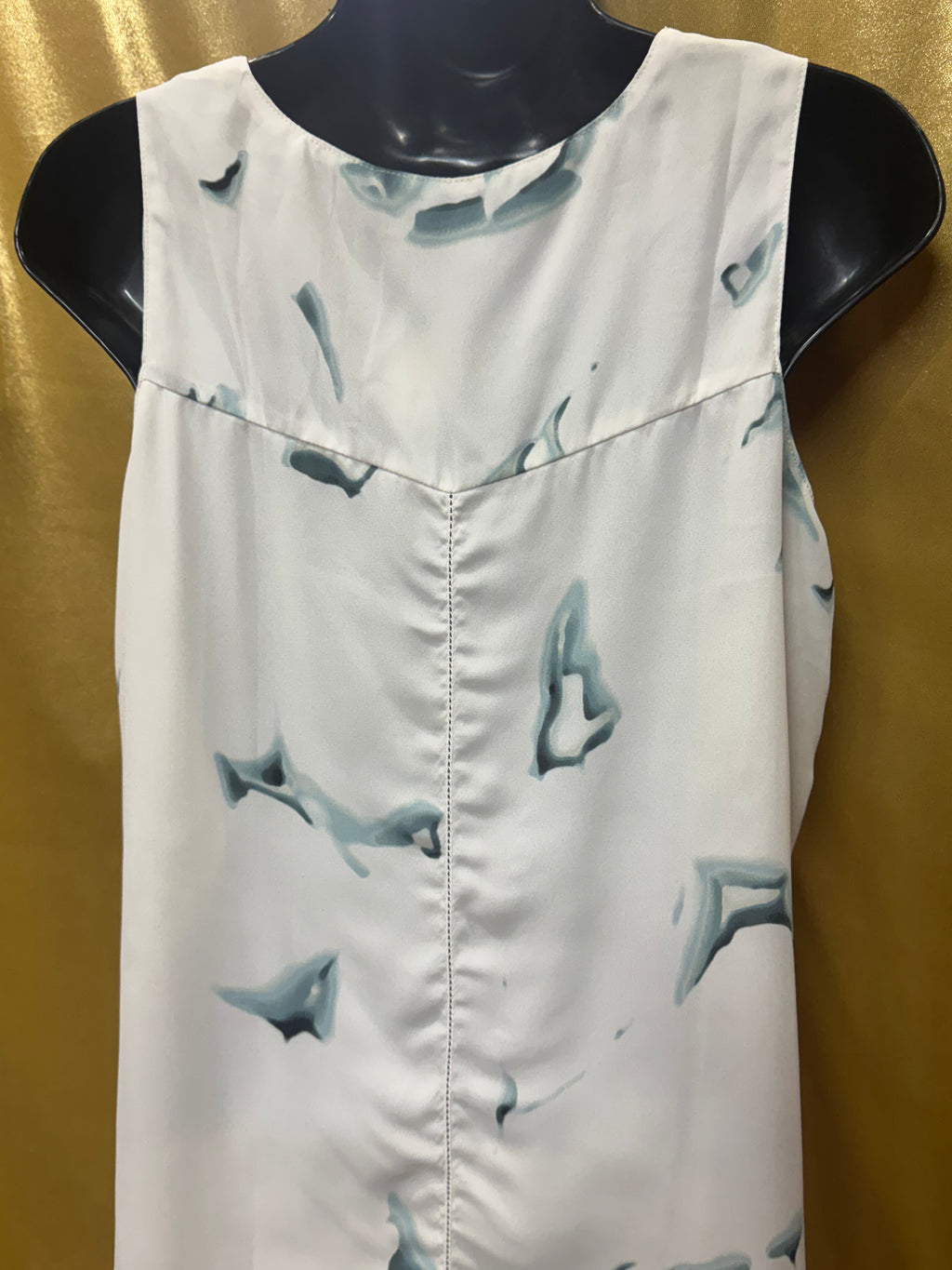 Rose & Olive Watercolor V-Neck Lined Sleeveless Top – Size Small