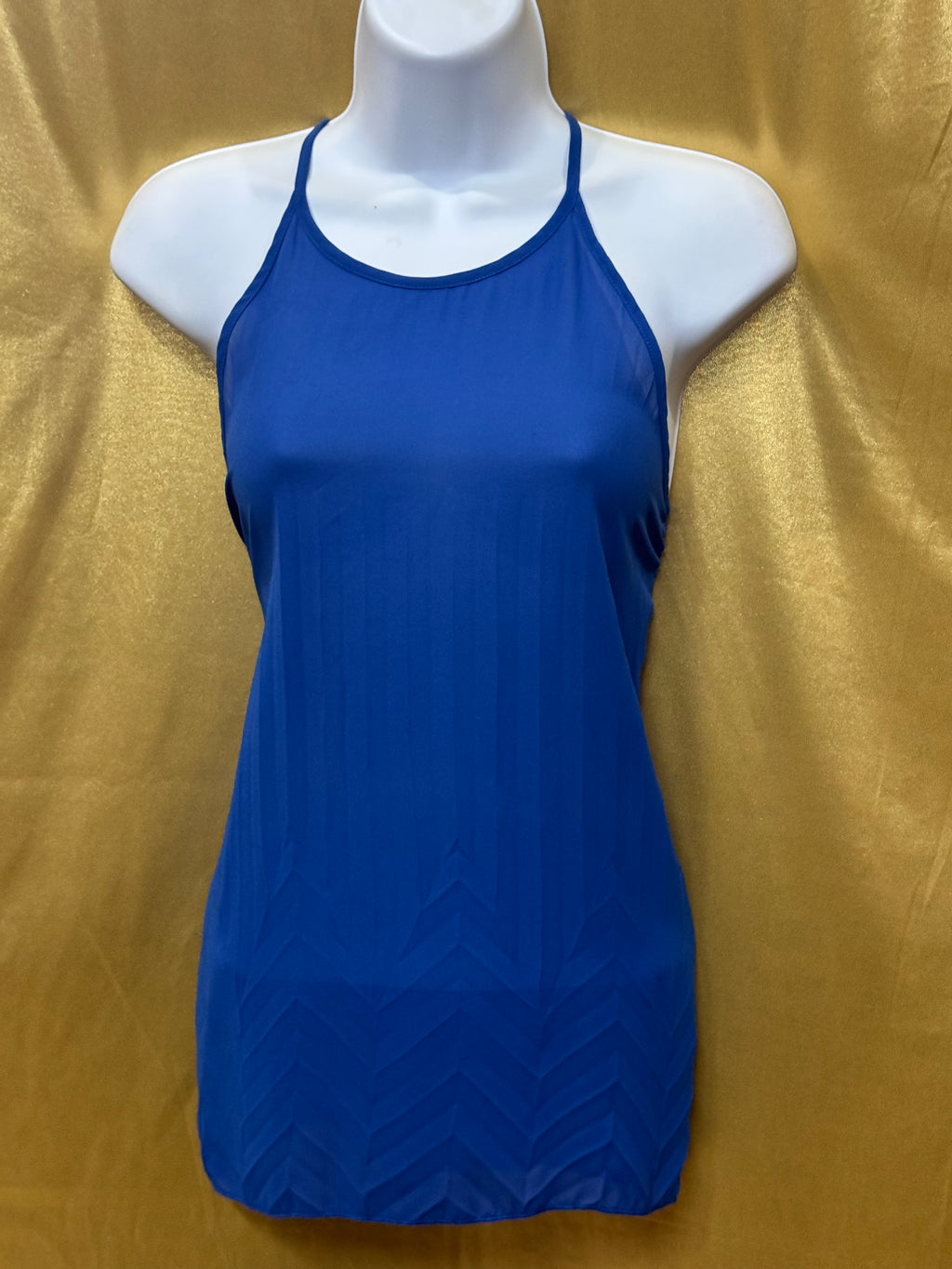Ya Los Angeles Cobalt Blue High-Neck Chevron Tank Top - Size Small