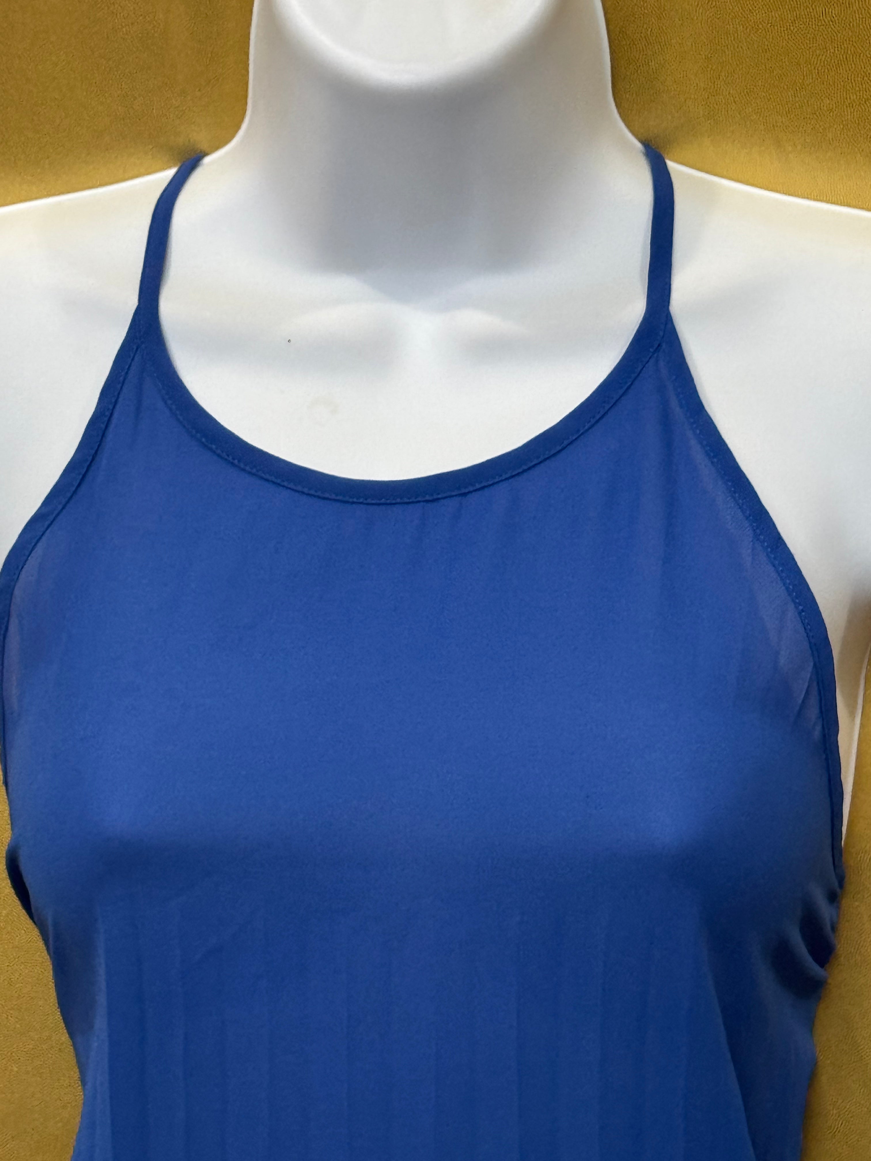 Ya Los Angeles Cobalt Blue High-Neck Chevron Tank Top - Size Small