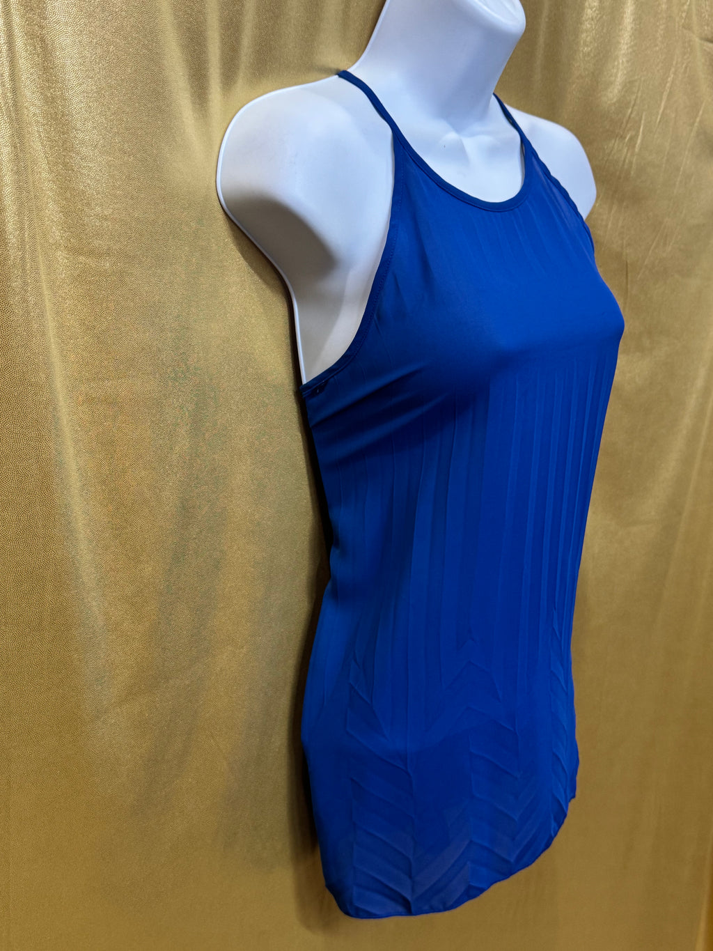 Ya Los Angeles Cobalt Blue High-Neck Chevron Tank Top - Size Small