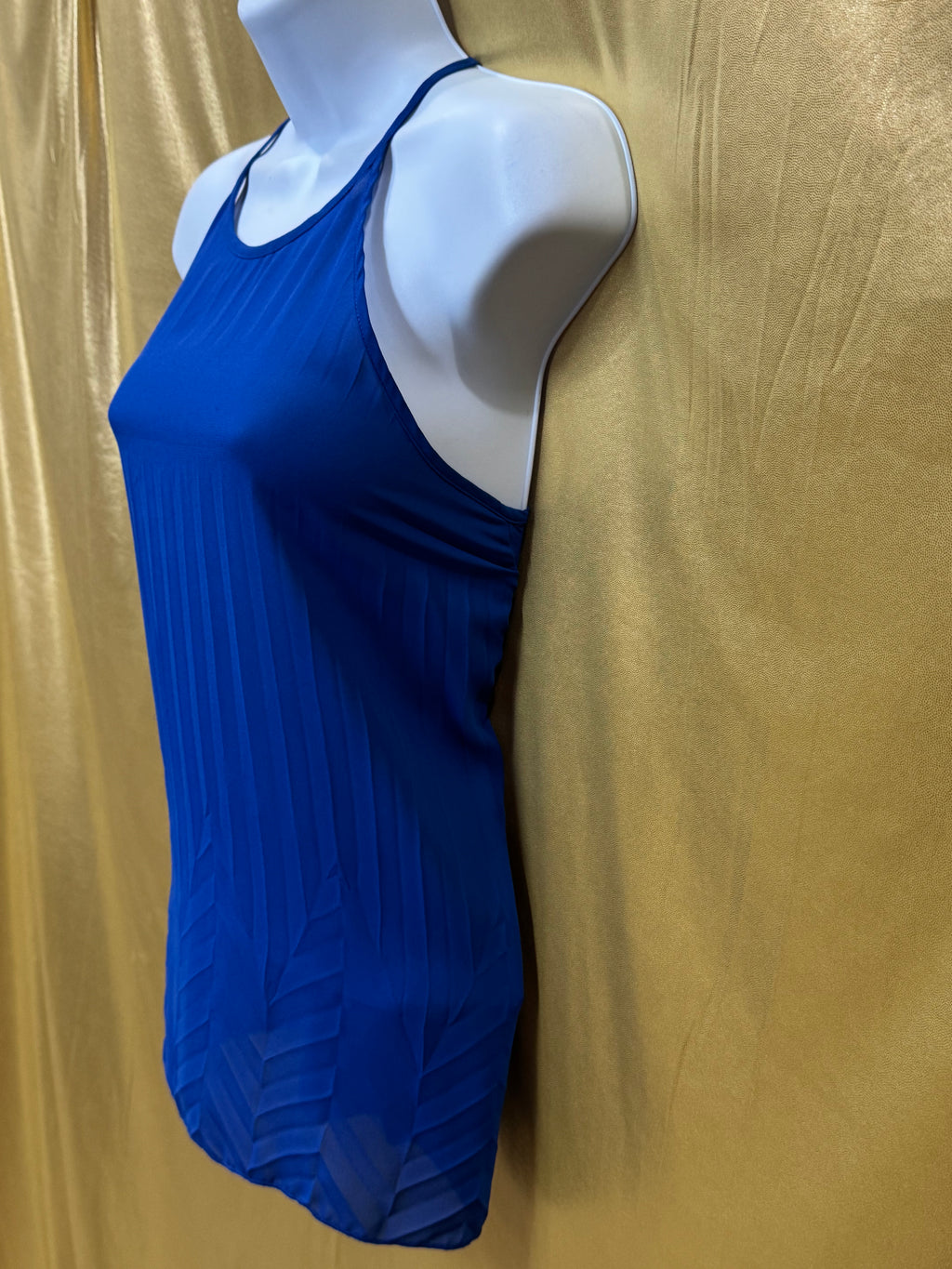 Ya Los Angeles Cobalt Blue High-Neck Chevron Tank Top - Size Small