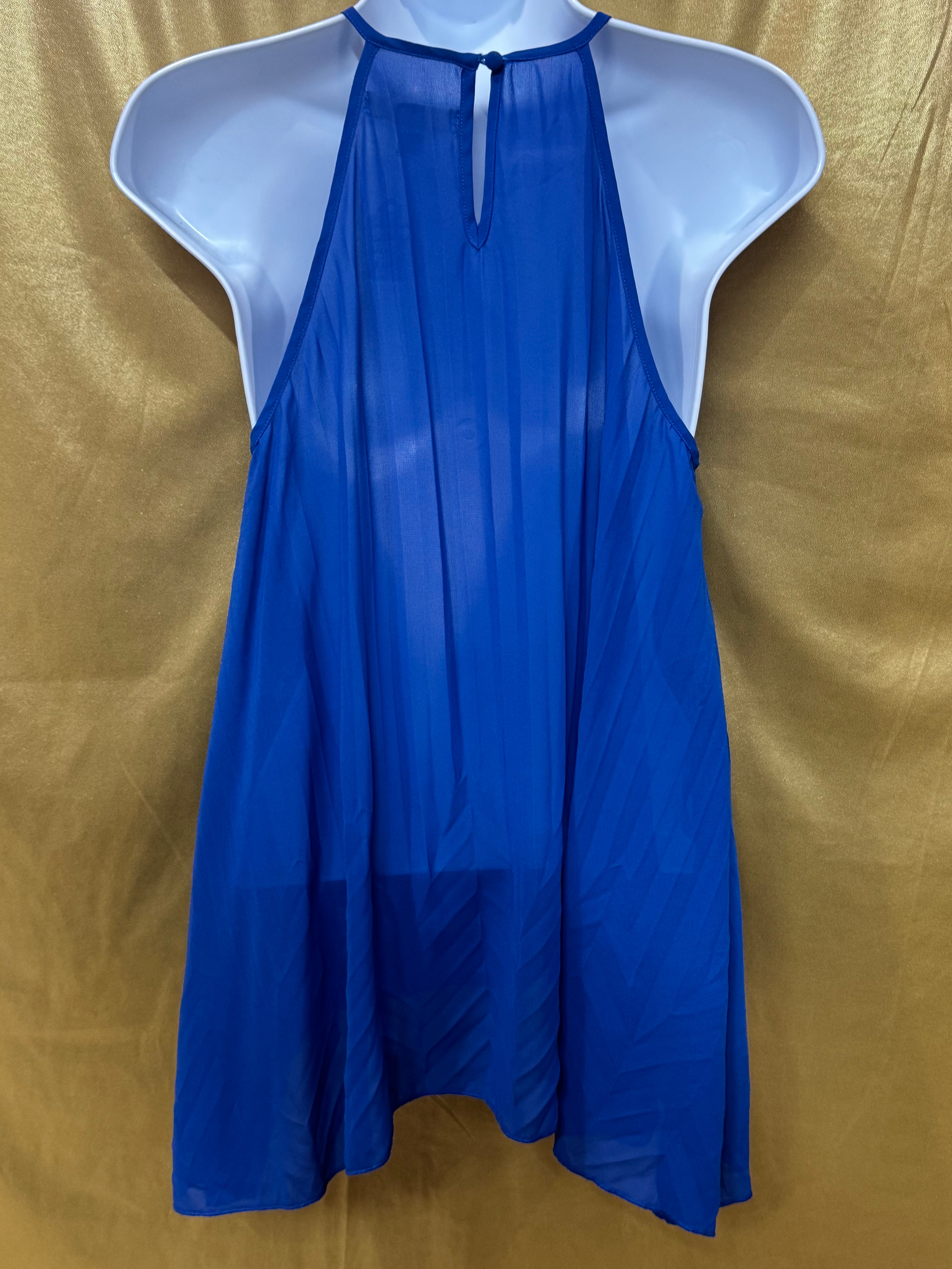 Ya Los Angeles Cobalt Blue High-Neck Chevron Tank Top - Size Small