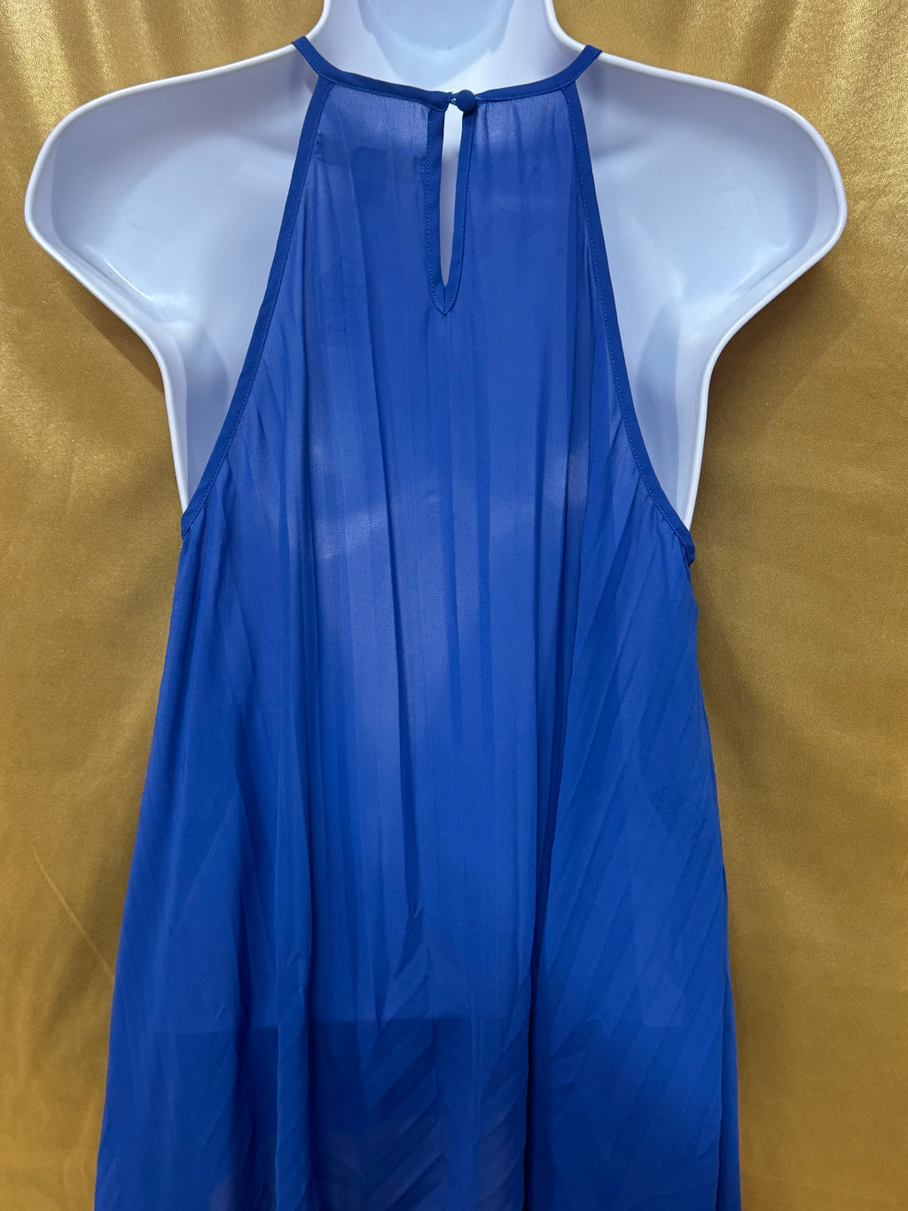 Ya Los Angeles Cobalt Blue High-Neck Chevron Tank Top - Size Small