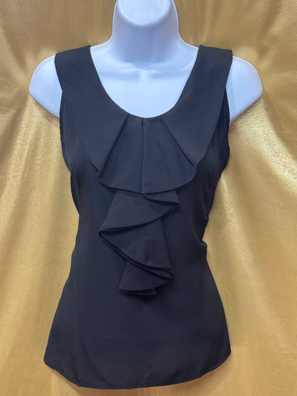 Merona Black Ruffled V-Neck Sleeveless Blouse - Size Small