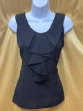 Merona Black Ruffled V-Neck Sleeveless Blouse - Size Small