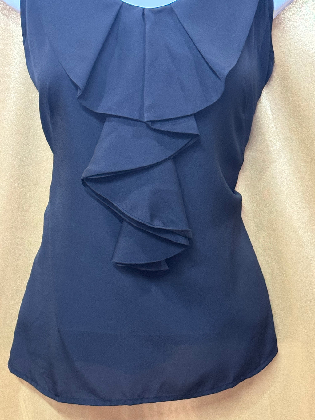 Merona Black Ruffled V-Neck Sleeveless Blouse - Size Small