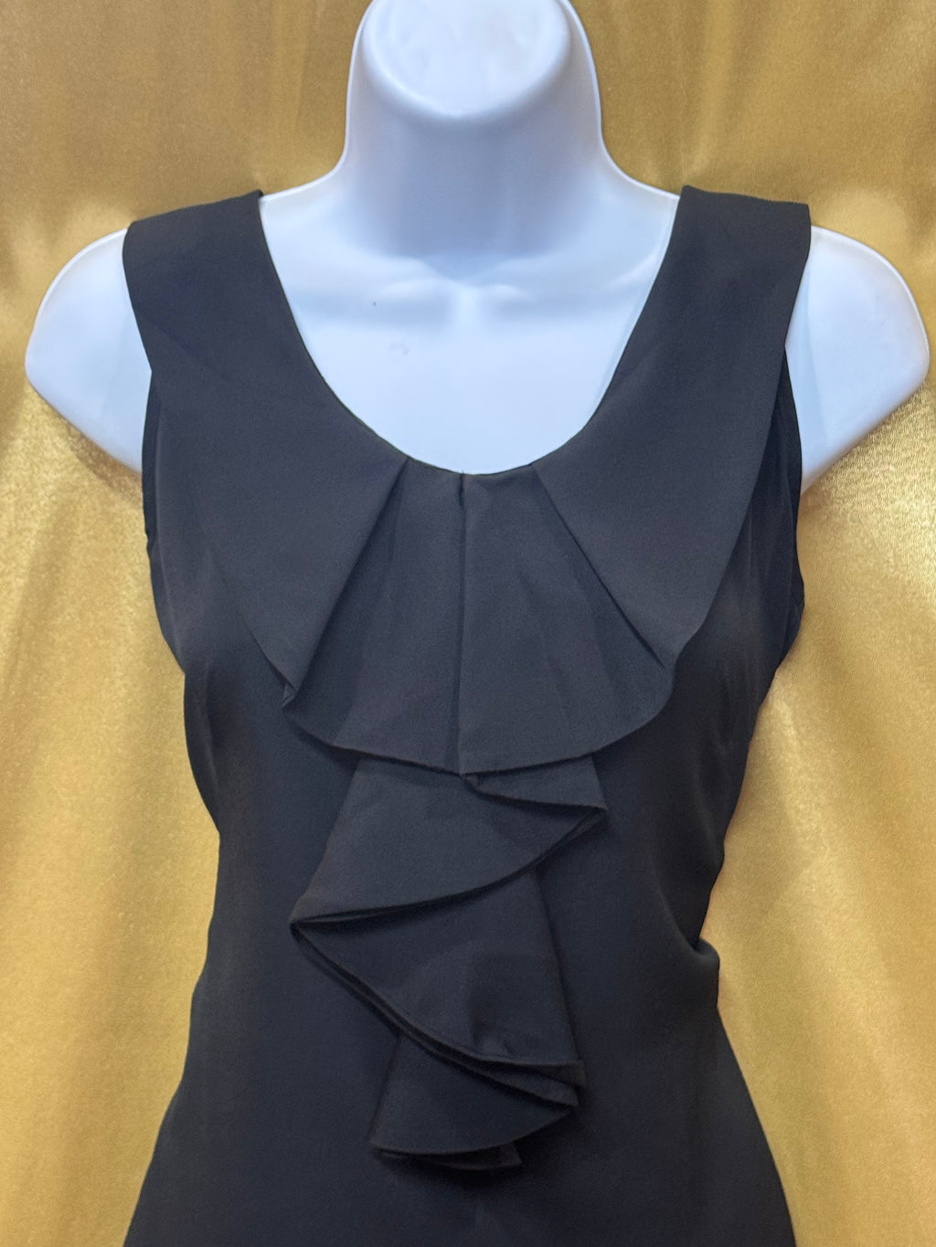 Merona Black Ruffled V-Neck Sleeveless Blouse - Size Small