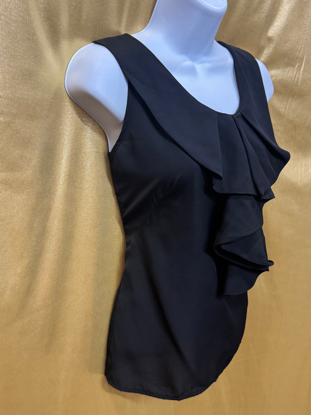 Merona Black Ruffled V-Neck Sleeveless Blouse - Size Small
