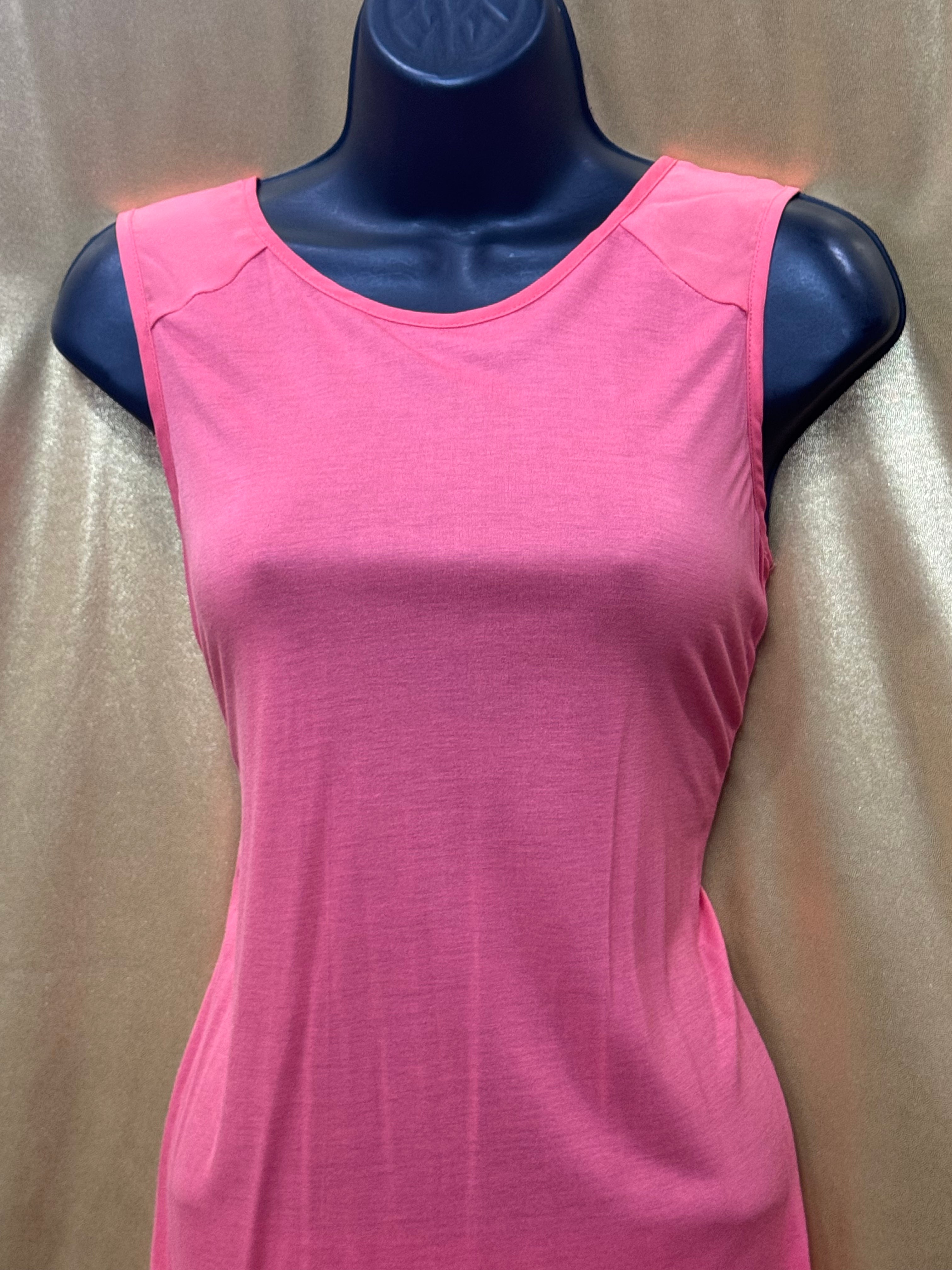 Halogen Pink Pleated Back High-Low Sleeveless Top - Small