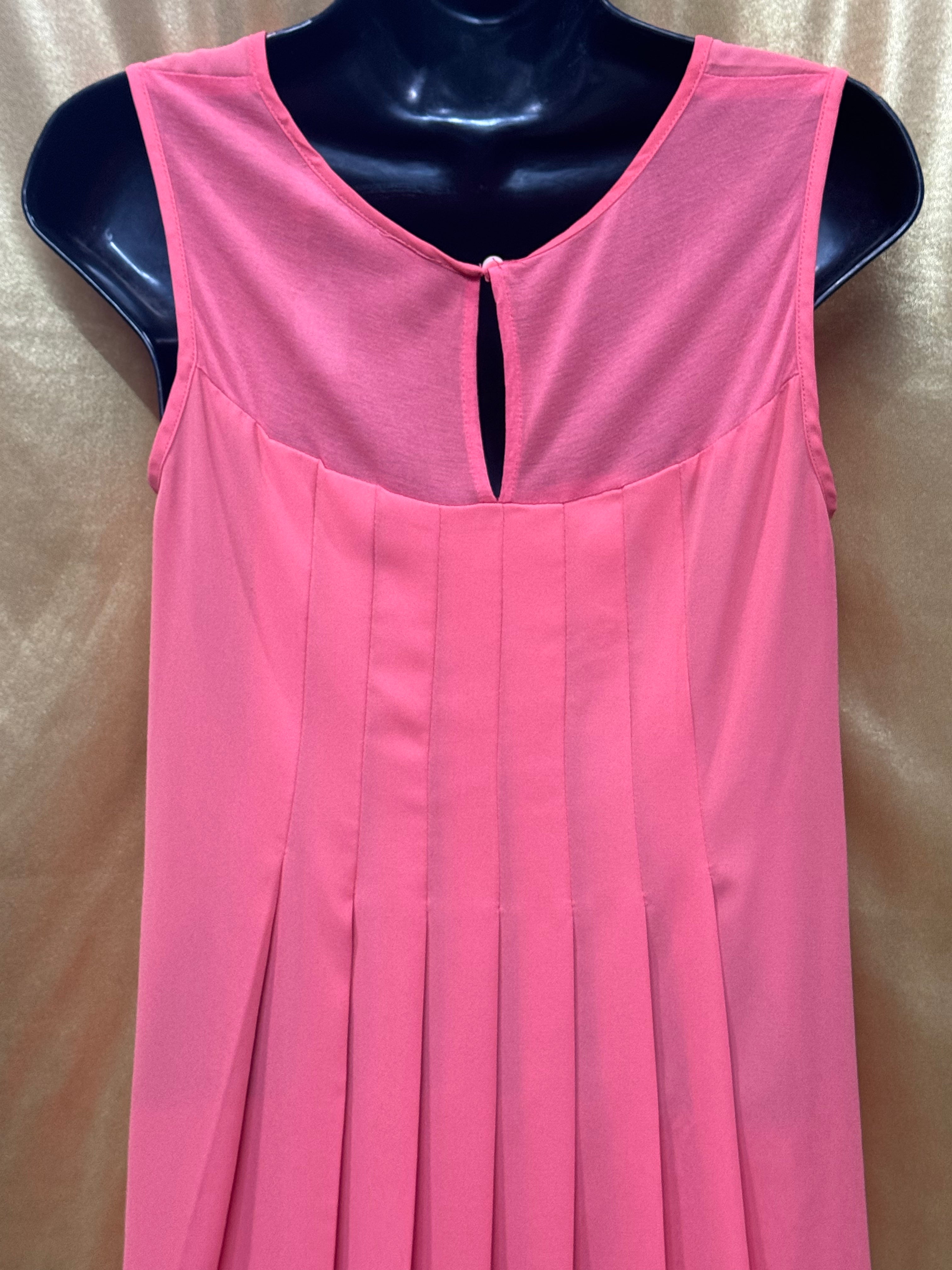 Halogen Pink Pleated Back High-Low Sleeveless Top - Small