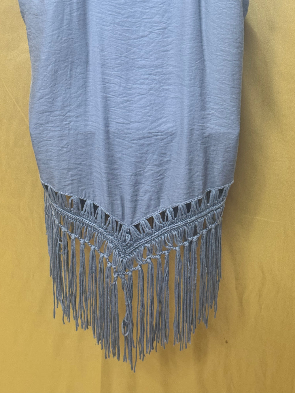 ✨ Boho Gray High-Neck Fringe Halter Tank Top - Size L ✨