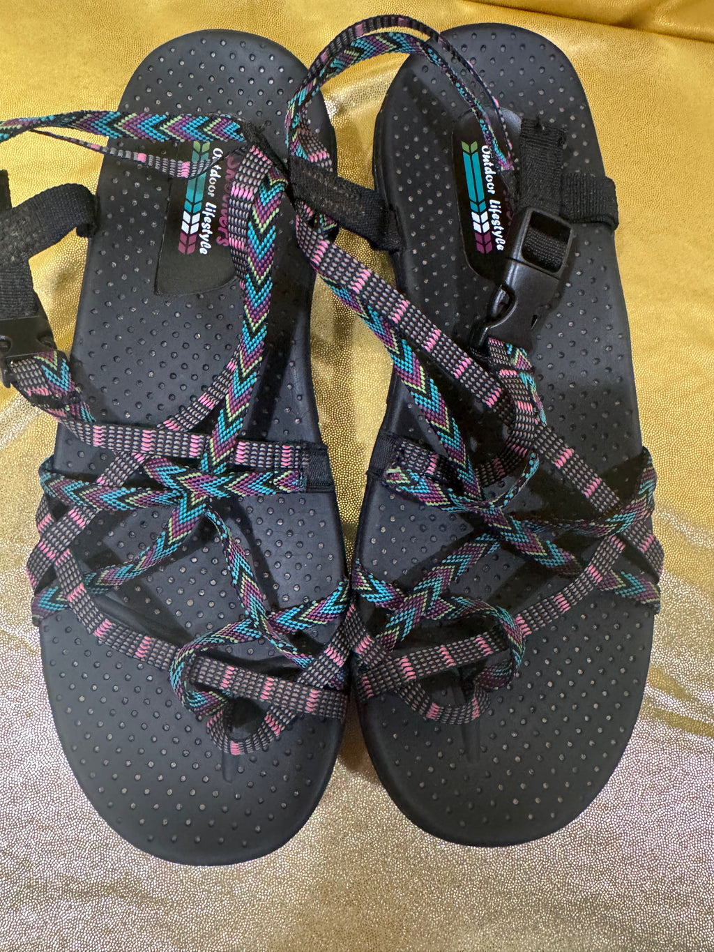 Skechers Reggae Fiesta Sandals Multi-Color Strappy Size 10