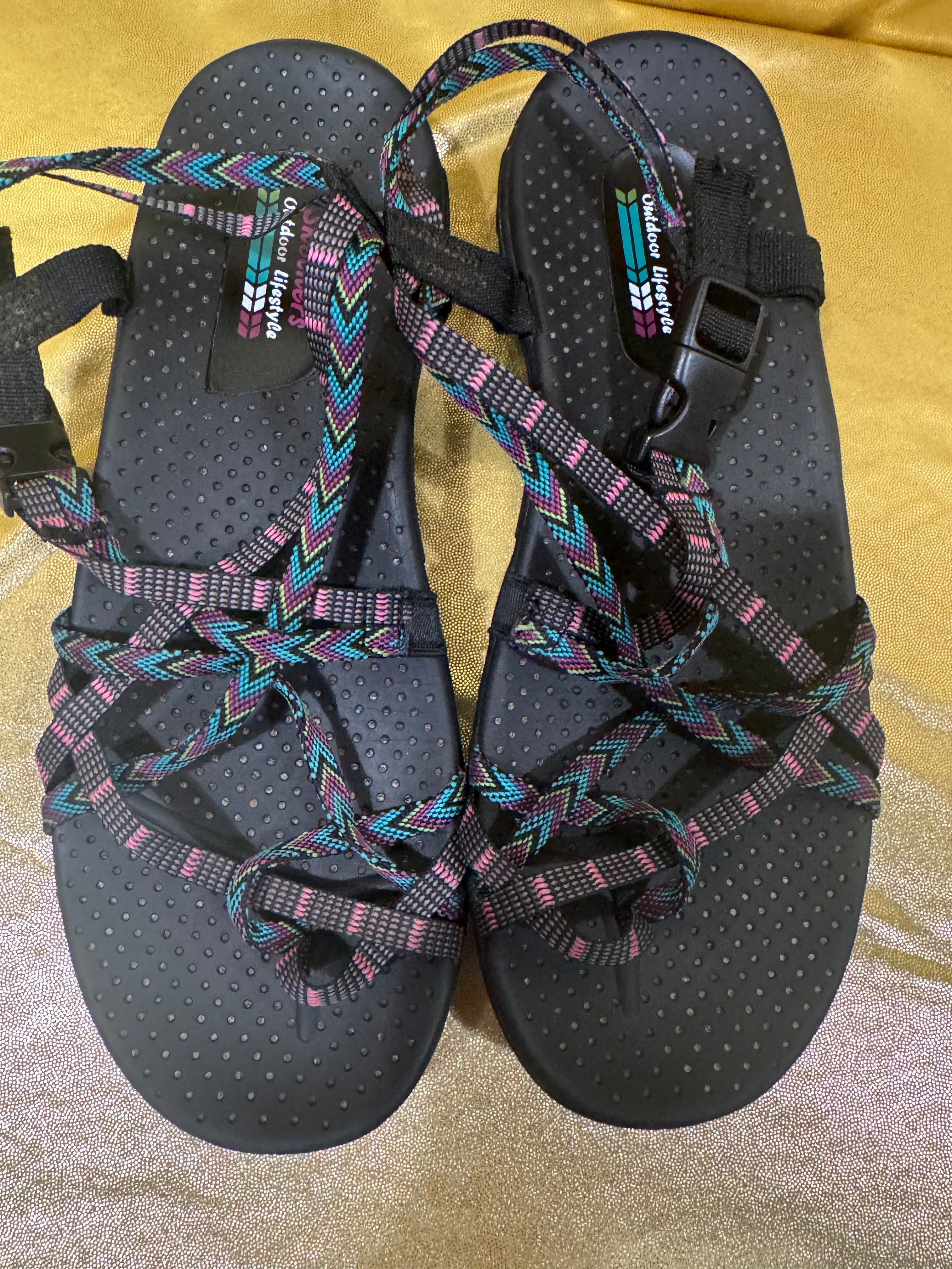 Skechers Reggae Fiesta Sandals Multi-Color Strappy Size 10