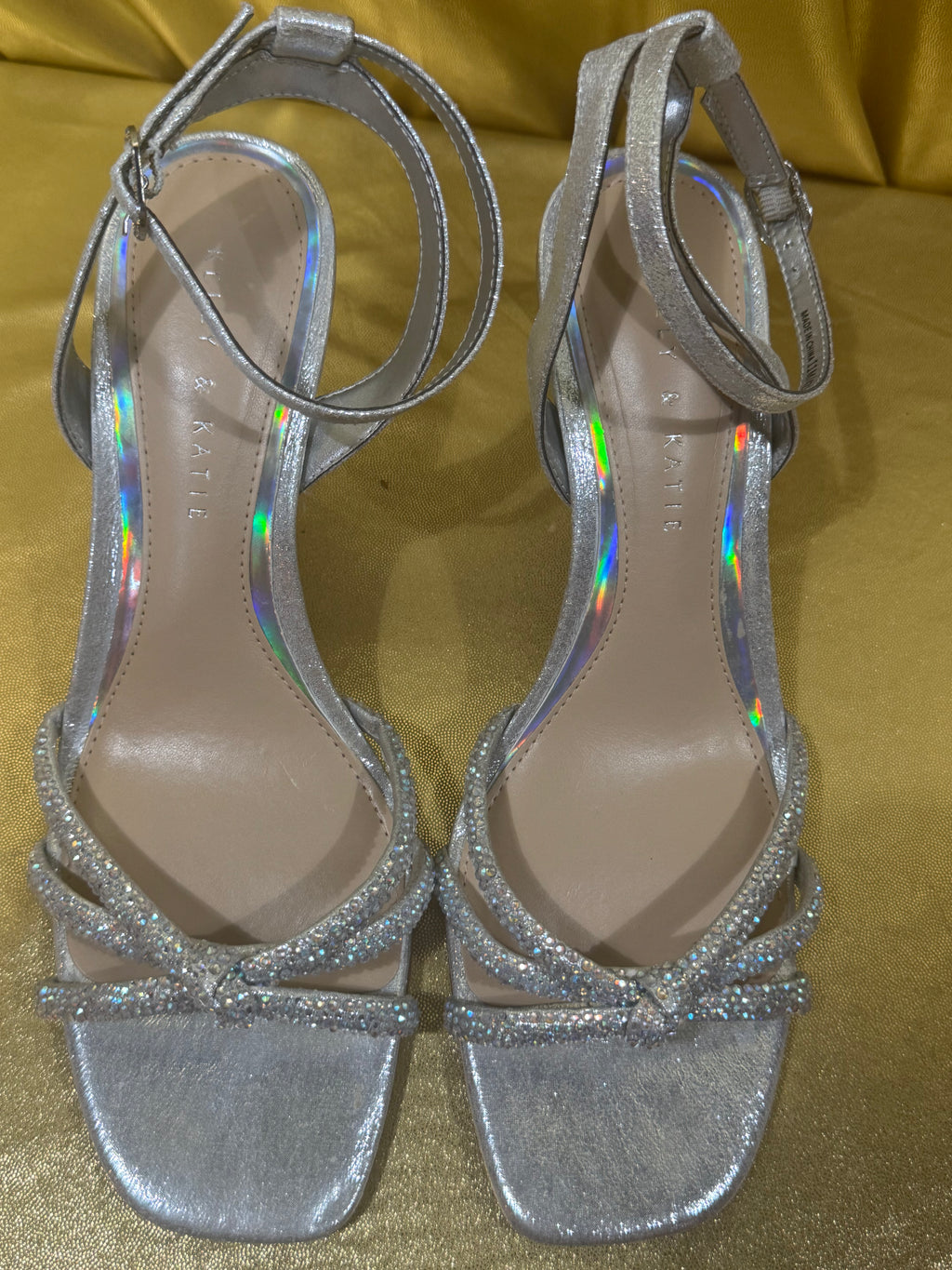 ✨ Kelly & Katie Issey Silver Rhinestone Strappy Heels Size 11M New ✨