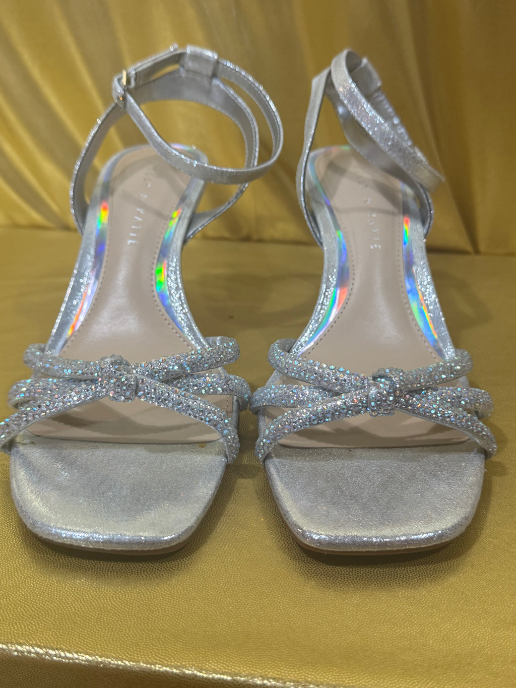 ✨ Kelly & Katie Issey Silver Rhinestone Strappy Heels Size 11M New ✨