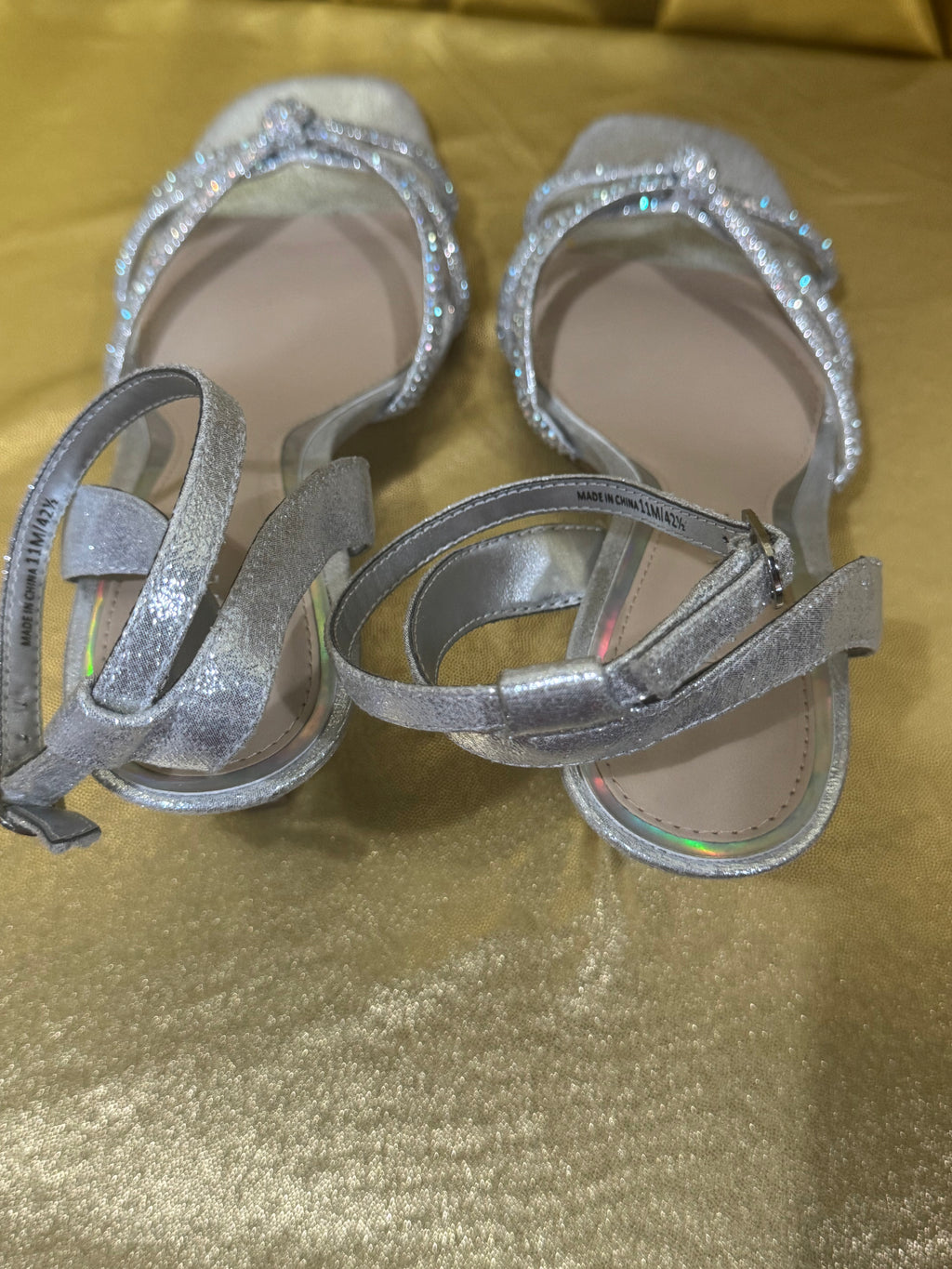 ✨ Kelly & Katie Issey Silver Rhinestone Strappy Heels Size 11M New ✨
