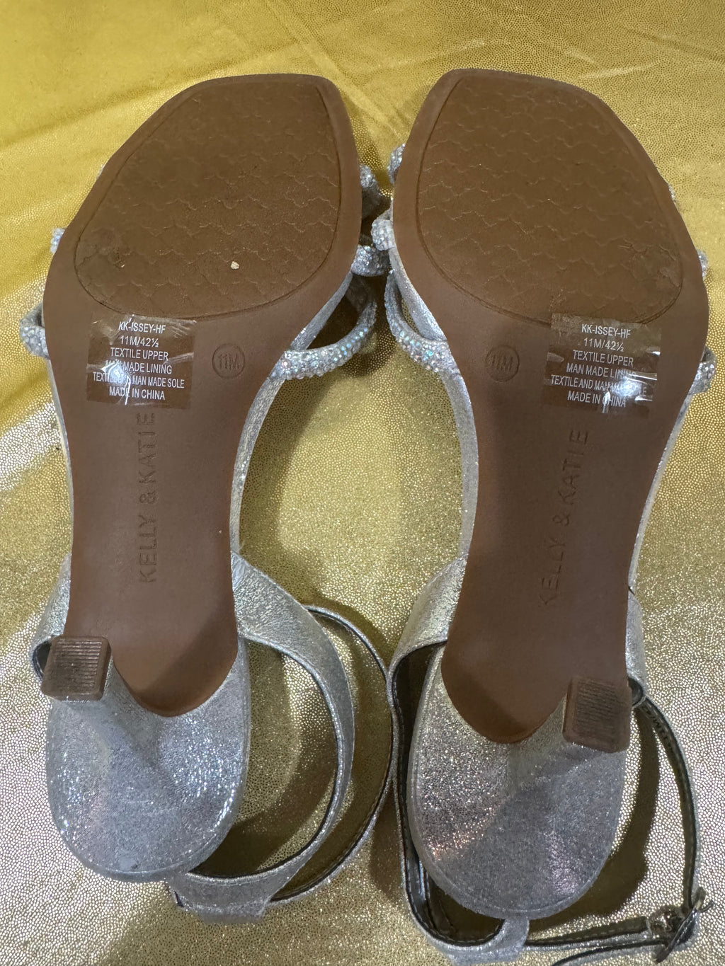 ✨ Kelly & Katie Issey Silver Rhinestone Strappy Heels Size 11M New ✨
