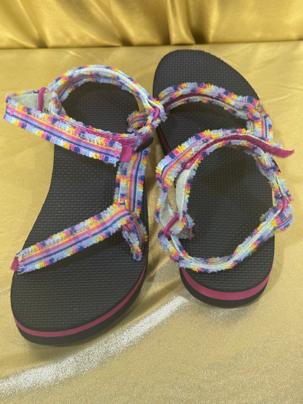 Teva Midform Fray Sandals Frazier Black Multi Rainbow Straps Women’s Size 6