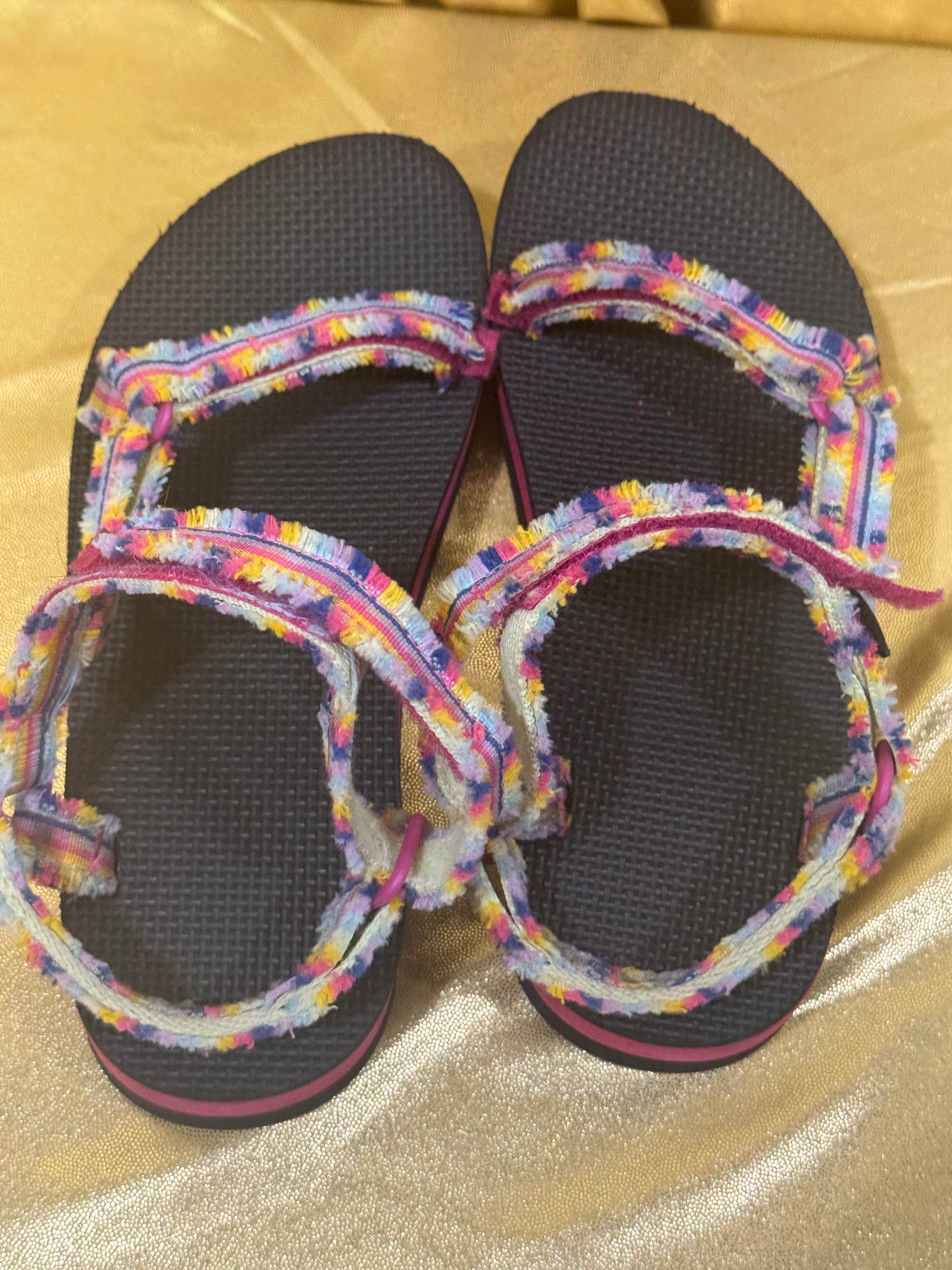 Teva Midform Fray Sandals Frazier Black Multi Rainbow Straps Women’s Size 6
