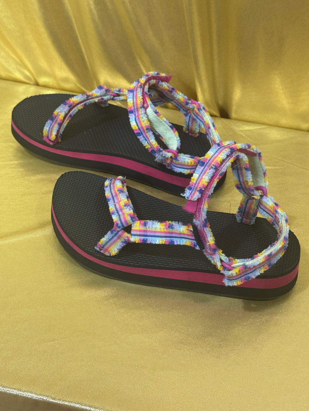 Teva Midform Fray Sandals Frazier Black Multi Rainbow Straps Women’s Size 6