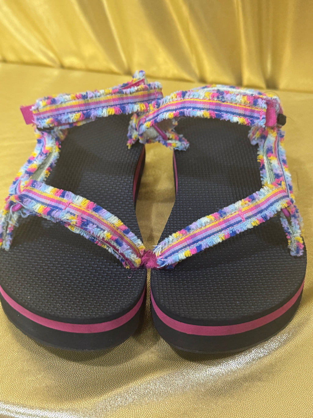 Teva Midform Fray Sandals Frazier Black Multi Rainbow Straps Women’s Size 6