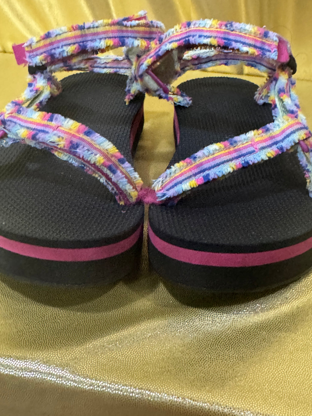 Teva Midform Fray Sandals Frazier Black Multi Rainbow Straps Women’s Size 6