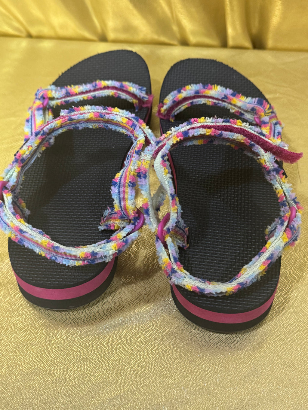 Teva Midform Fray Sandals Frazier Black Multi Rainbow Straps Women’s Size 6