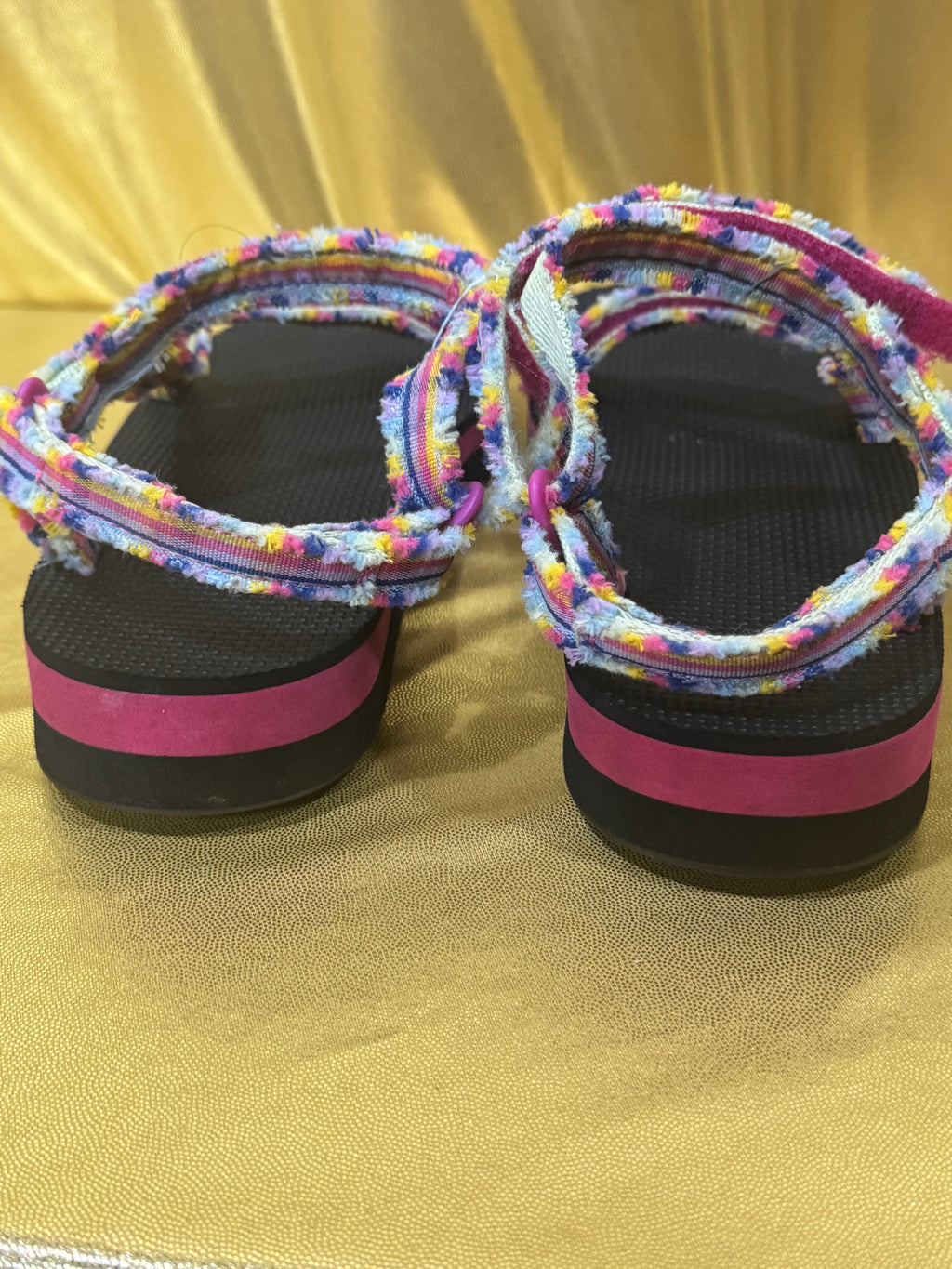 Teva Midform Fray Sandals Frazier Black Multi Rainbow Straps Women’s Size 6