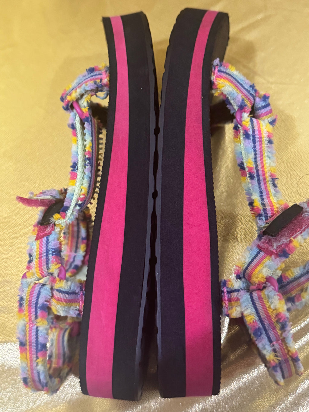 Teva Midform Fray Sandals Frazier Black Multi Rainbow Straps Women’s Size 6